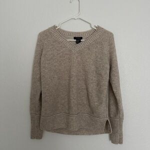 Forte Cashmere Women's V-Neck Sweater in Heather Taupe S